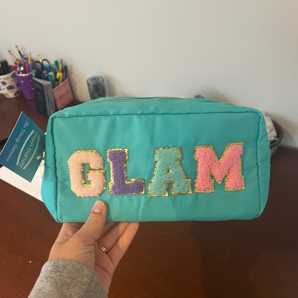 GLAM fuzzy makeup bag NWT